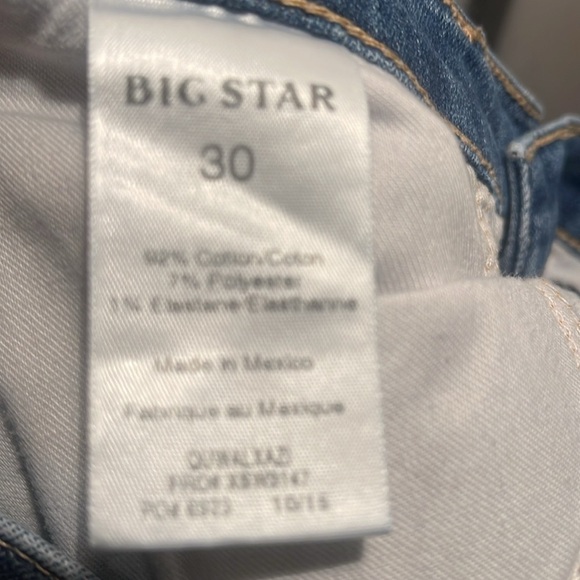 Big Star Blue Slim Jeans with Fading Medium Wash Stretch Tapered Whiskering 30 - Picture 5 of 5